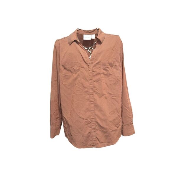 BEAUTIFUL Chico's brown button up Front Long Sleeves modal blouse size 2 (medium - Picture 1 of 8